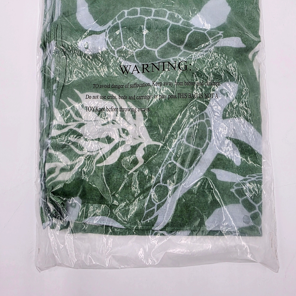 Fused Hawaii Pareo Sarong Green Sea Turtle Print Cover‎ Up Swim Beach Wrap NWT - Picture 4 of 8